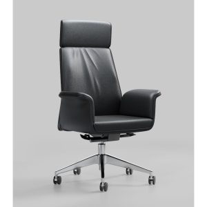 Ghế VP lưng cao, 50% da bò đen