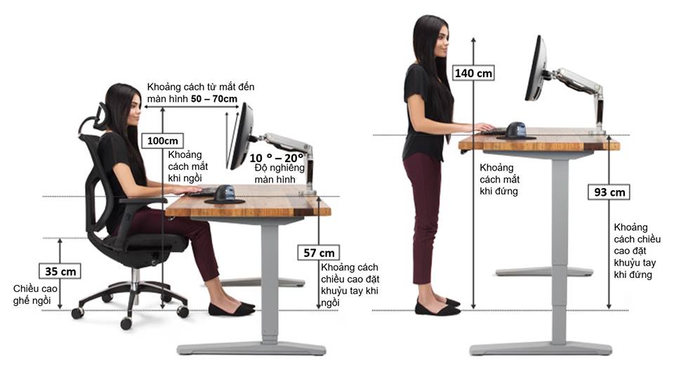 Hướng dẫn quy trình setup bàn ghế làm việc chuẩn tư thế bảo vệ cột sống