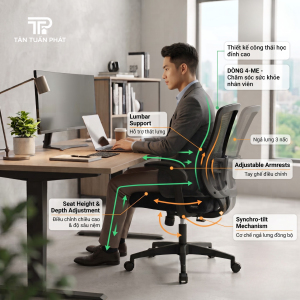 Thiết kế công thái học của ghe xoay nhan vien Gather 4-ME