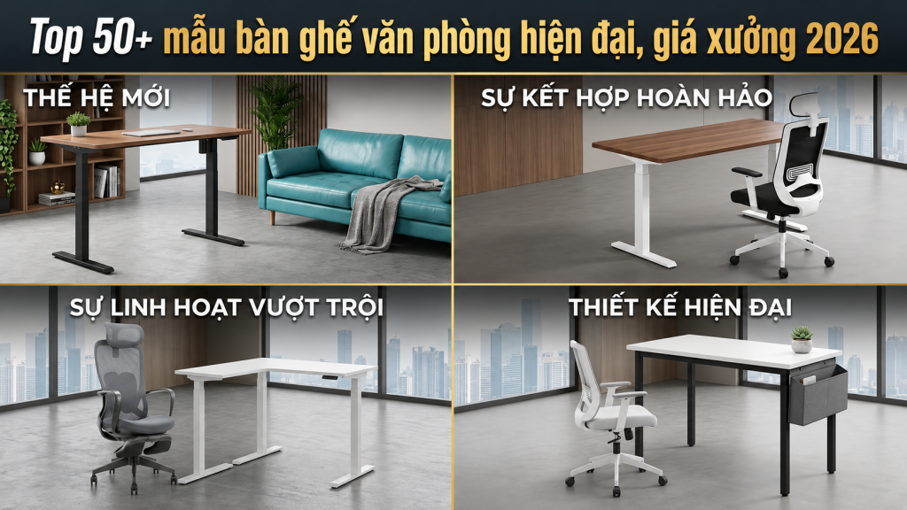 Top 50+ mẫu bàn ghế văn phòng hiện đại, giá xưởng 2026