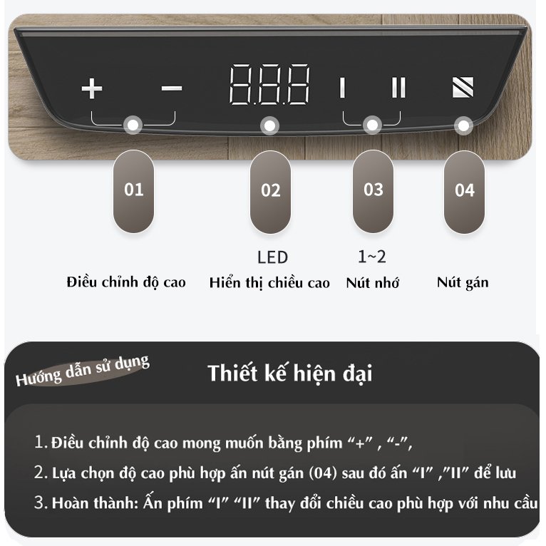 Hướng dẫn 3 bước cài đặt bàn nâng hạ lưu vị trí chiều cao người dùng